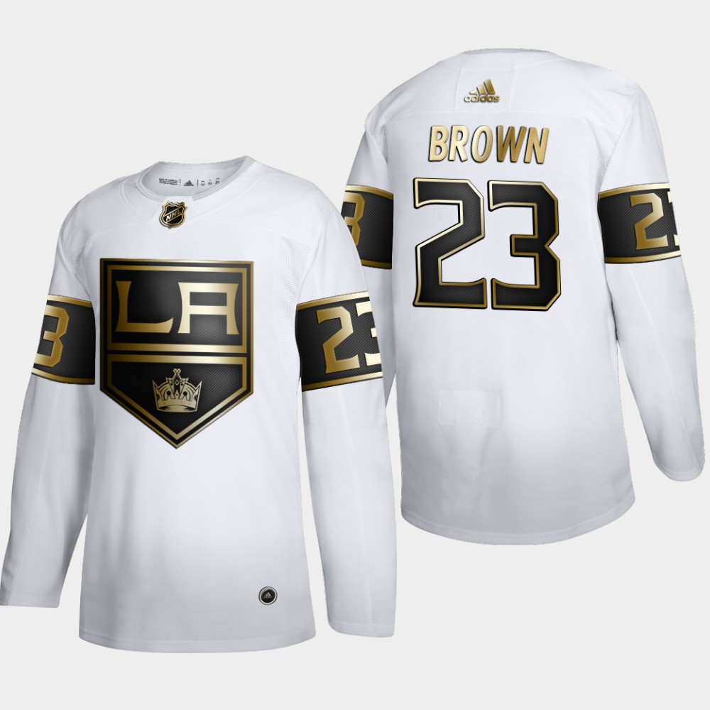 Cheap Los Angeles Kings 23 Dustin Brown Men Adidas White Golden Edition Limited Stitched NHL Jersey